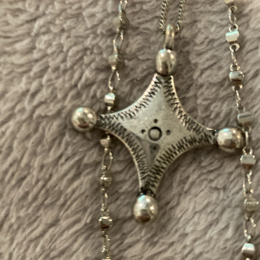Free People Silver Medal Necklace with Black Vegan Tassel - Picture 4 of 6